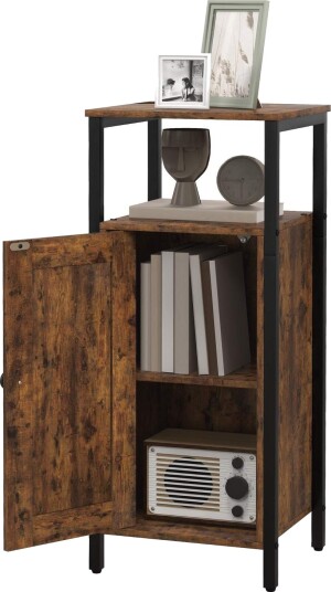 Sidebord salongbord i industridesign salongbord med justerbar hylle til stue soverom 34 x 30 x 80 cm rustikk brun