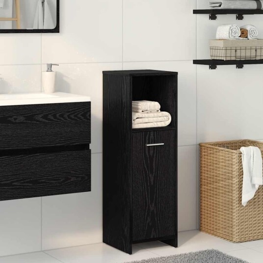 vidaXL Baderomsskap svart eik 30x30x95 cm konstruert tre