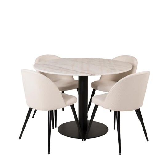 Venture Home Spisegruppe Venture Home Estelle Rundt med 4 Valentina Stoler GR19362