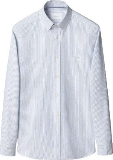 Eton Regular Fit Ivy Oxford Striped Shirt Mid Blue