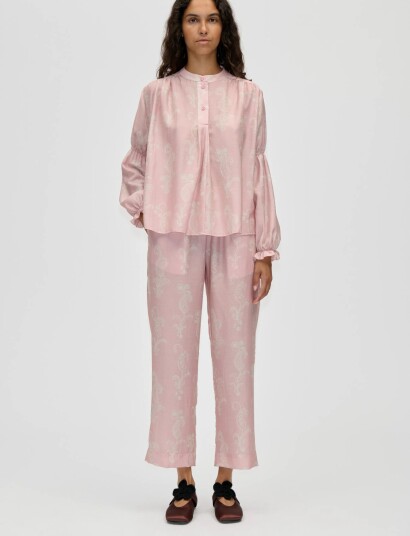 STINE GOYA Tencel Elasticated Long Sleeve Top   Pink   XL