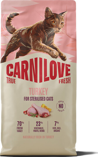 Carnilove True Fresh Kattestrømpe med kalkun for sterilisert voksne katter 6 kg Carnilove True Fresh Kattestrømpe med kalkun for sterilisert voksne katter 6 kg