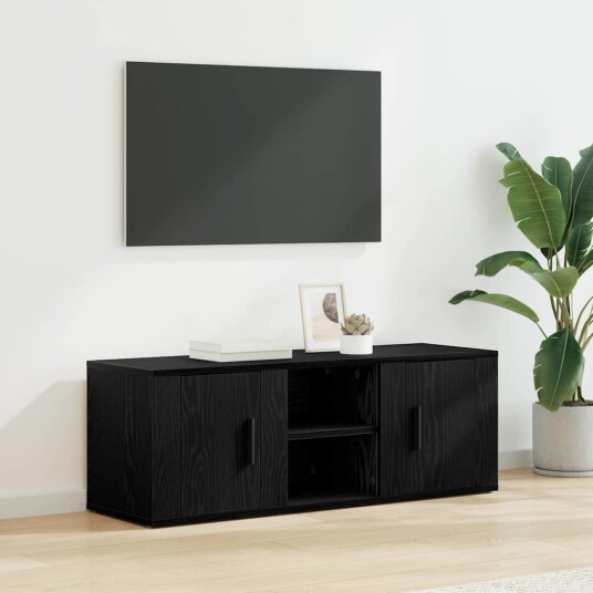 TV skap Svart Eik 100 x 31,5 x 35 cm Konstruert tre TV skap Svart Eik 100 x 31,5 x 35 cm Konstruert tre
