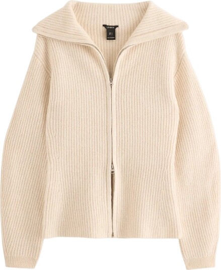 Lindex Knitted Zip Cardigan Beige M
