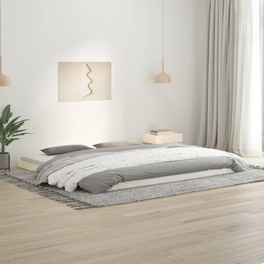 vidaXL Sengeramme hvit 200x200 cm heltre furu 8720845639501