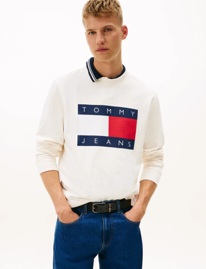 Tommy Jeans Tjm Reg Big Flag Cneck Ext - Cream - S
