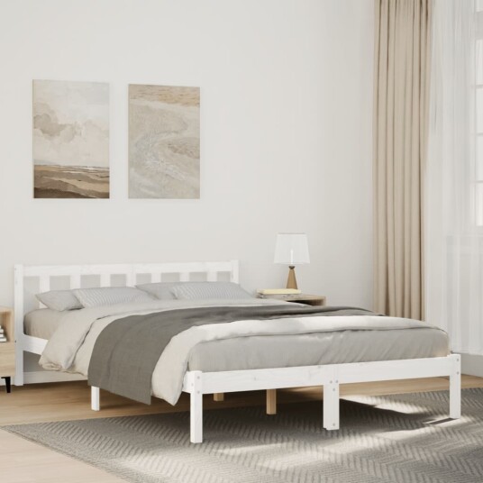 Ekstra lang sengeramme uten madrass hvit 160x210 cm heltre furu 8721158393630