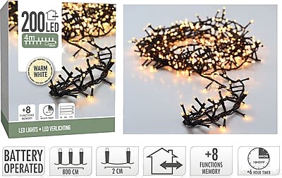 Ki Lyslenke snake lights 200ledlys varmhvit ip44 4m