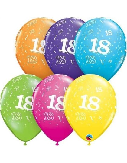 18 År Feiring 25 stk Flerfarget Ballonger 28 cm