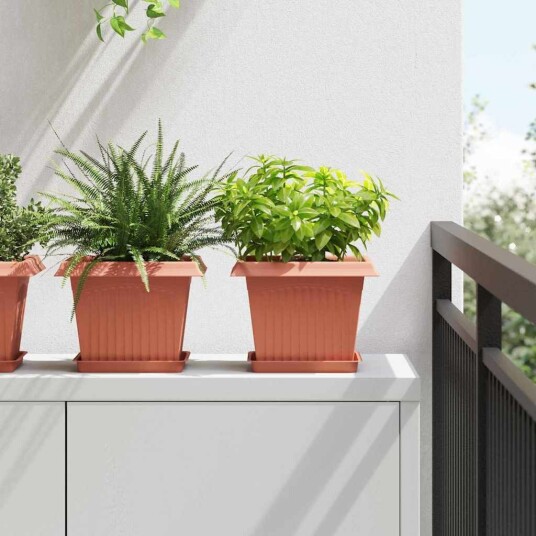 vidaXL Firkantet Blomsterpotte 6 pcs Klinker Rød 23 x 23 x 17,5 cm