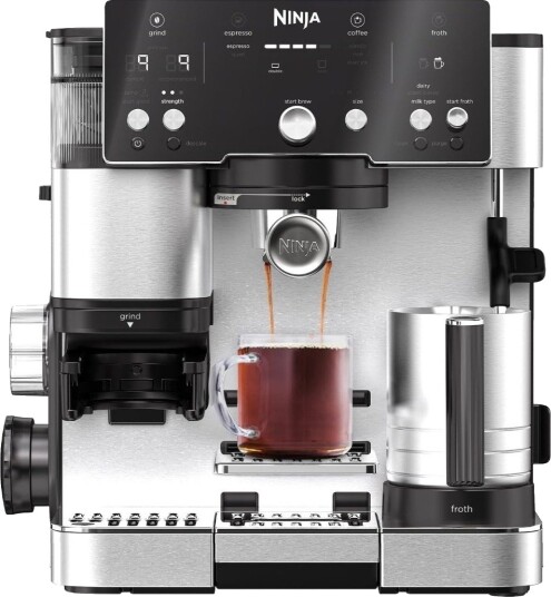 Ninja Luxe 2-i-1 Espressomaskin med Innebygd Kaffekvern, 1650 W, Rustfritt Stål Ninja Luxe 2-i-1 Espressomaskin med Innebygd Kaffekvern, 1650 W, Rustfritt Stål