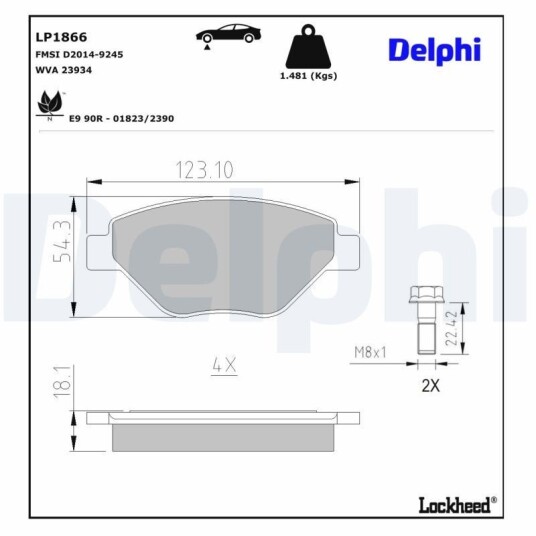 Bremseklosser DELPHI LP1866 Bremseklosser DELPHI LP1866