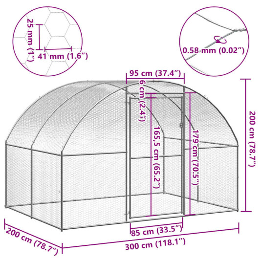 Vidaxl Utendørs Hønsehus 3X2X2 M Galvanisert Stål Vidaxl Utendørs Hønsehus 3X2X2 M Galvanisert Stål