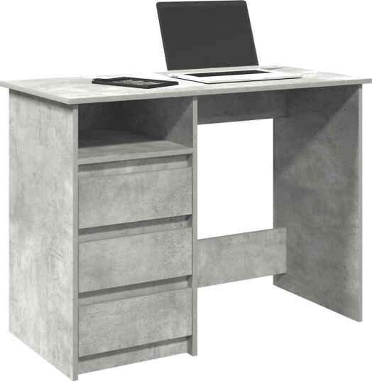  Skrivebord betonggrå 102x50x75 cm konstruert tre
