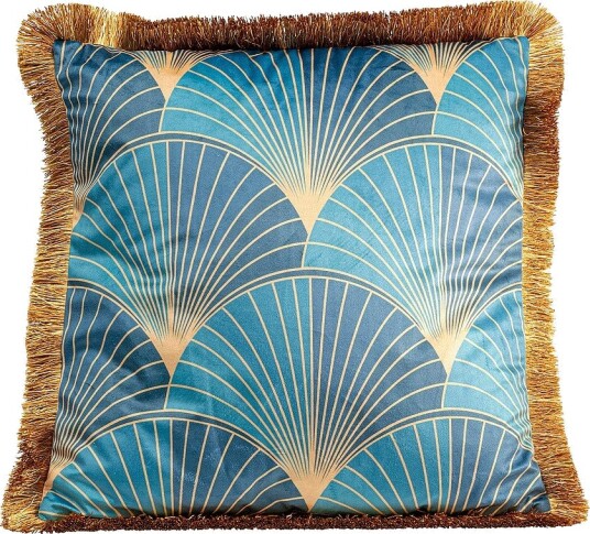 KARE Design   Pute Leaves Fringe 45x45cm   Blå