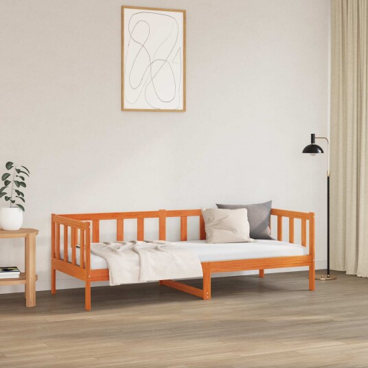  Sengestamme med hodegjerde Vokset Brun 80 x 200 cm Massiv furu
