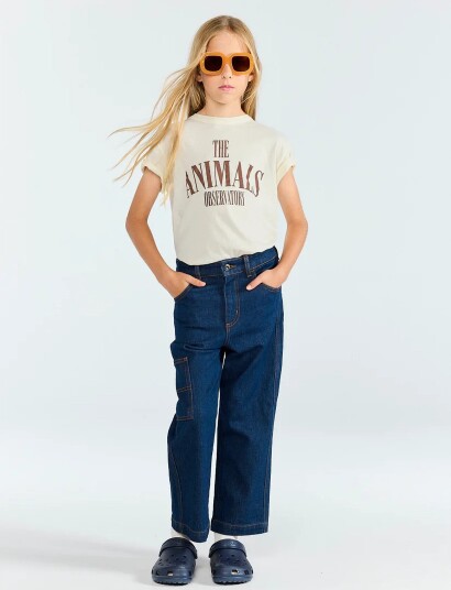 THE ANIMALS OBSERVATORY Pupfish Kid T Shirt Deep Blue 8Y Cream 98 THE ANIMALS OBSERVATORY Pupfish Kid T Shirt Deep Blue 8Y Cream 98