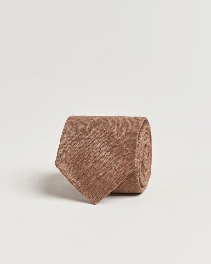 Drake's Silk Tussah Handrolled Tie Coffee