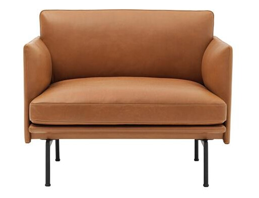 Muuto Muuto Outline Lenestol Skinntrukket Konjakk/ Sort Base