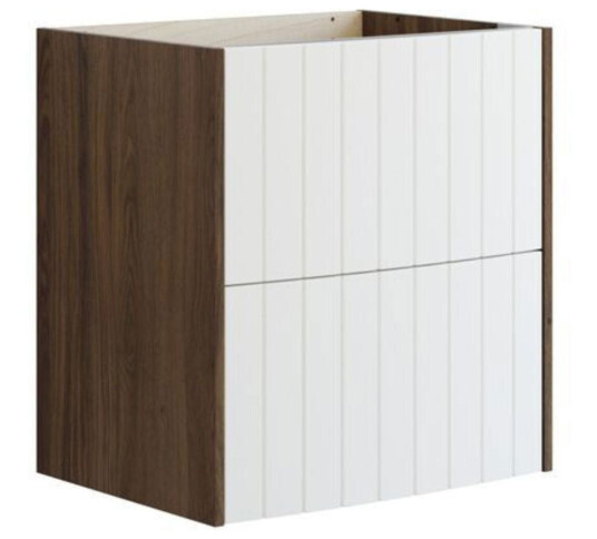 Dansani Inzo Vintage Rillet Servantskap   Buet Brun Eik/hvit Matt / 60cm
