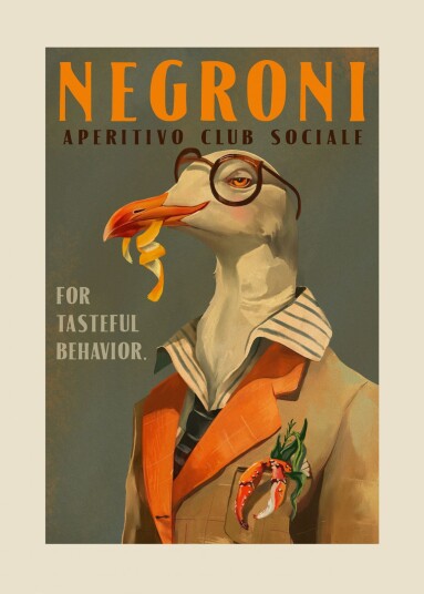 Plakat Negroni Måke Kunst