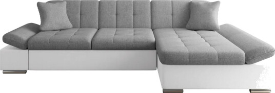 Vananda Sofa med Sjeselong 3 seter i Kunstlær   Hvit / Grå