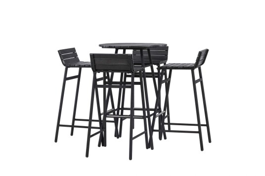 Venture Design Mexico barset Svart 4 stoler & bord 65 cm Svart Venture Design Mexico barset Svart 4 stoler & bord 65 cm Svart