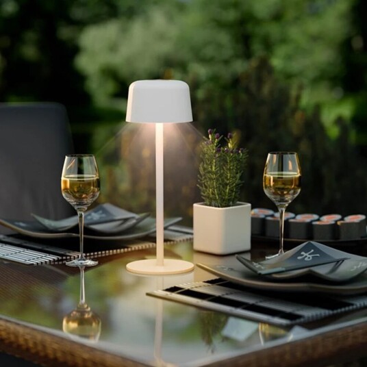 Trådløs LED bordlampe 25 cm Hvit