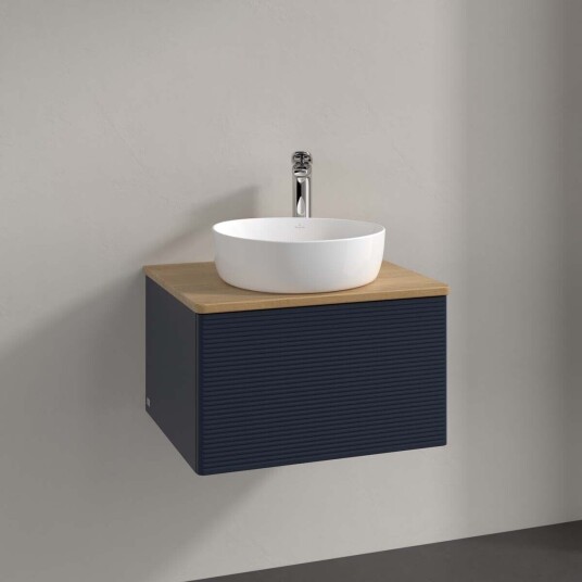 Villeroy & Boch  Antao Servantskap med 1 skuff 60x50x36 cm u/lys Blå Matt/Eik