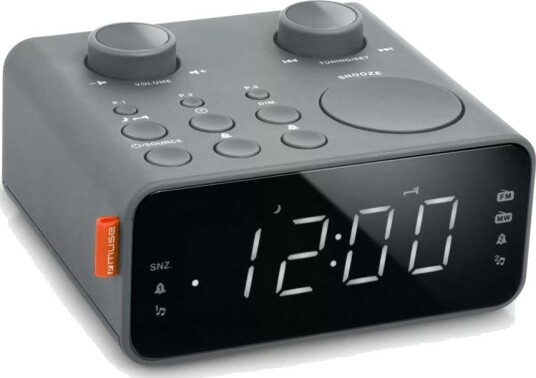 Muse M-17 Klokkeradio med dobbel alarm LED-display, slumrefunksjon Grå