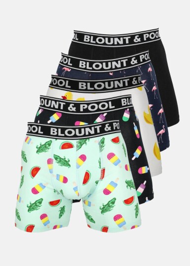 Blount & Pool Boxer Shorts 5-Pack White Yellow Duck S Underklær