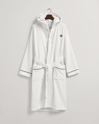 Gant Morgenkåpe i bomullsvelur, unisex WHITE XL Gant Morgenkåpe i bomullsvelur, unisex WHITE XL