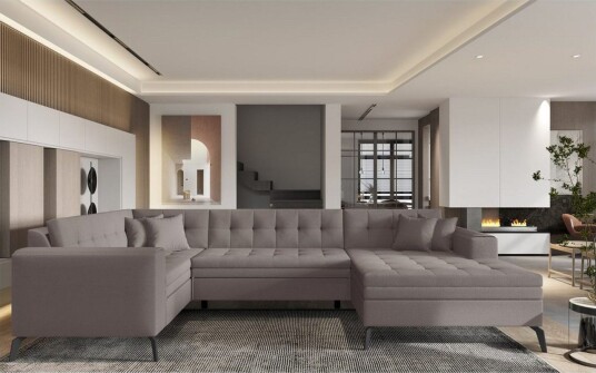 Seksjon Eltap Montez 340x180x93 cm Savoi 7 Beige Høyre
