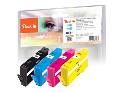 Peach Combi-Pack H934/H935 - 4-Pack - S - Svart Gul Cyan Magenta - Kompatibel - Gjenfabrikert - Blekkpatron (Alternativ For: Hp 934 Hp 935) - For Hp Officejet 6812 6815 6820  Officejet Pro 6230 6230 Eprinter 6830 6835