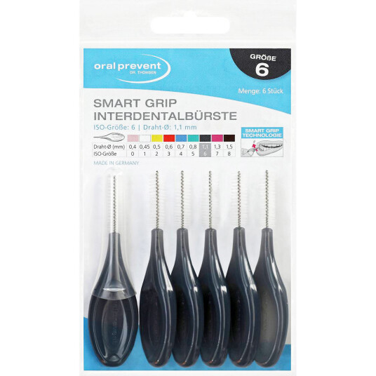 Interdentalbørster ORAL PREVENT 6 pcs. Smart Grip 1,1 mm ISO 6 Interdentalbørster ORAL PREVENT 6 pcs. Smart Grip 1,1 mm ISO 6