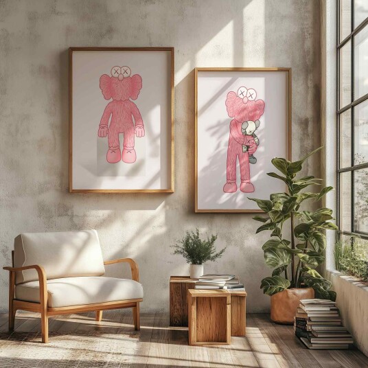 Plakat Rosa Karakterkunst / Sett av 2