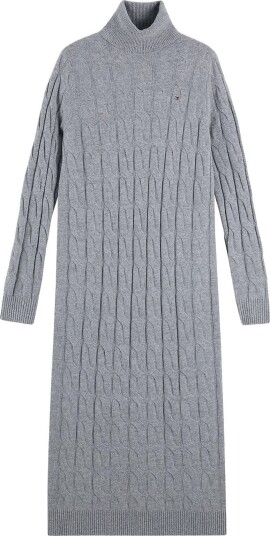 Tommy Hilfiger Soft Wool Cable Roll Nk Ls Dress MEDIUM GREY HEATHER S Tommy Hilfiger Soft Wool Cable Roll Nk Ls Dress MEDIUM GREY HEATHER S