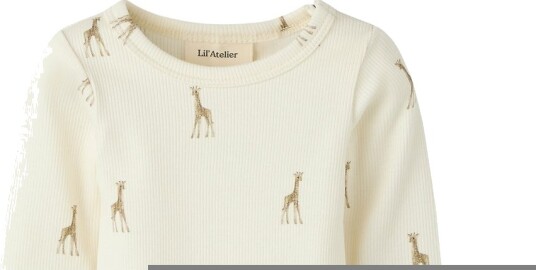 Lil" Atelier Body I/e - Rib - Nbngavo - Turtledove/Giraffe - Lil Atelier - 1 år (80) - Langermet Body Beige Brun Hvit