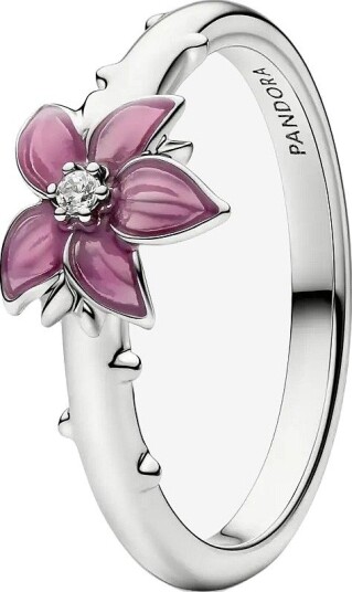 Pandora Platinum Disney Mulan Cherry Blossom Ring - PINK - 56