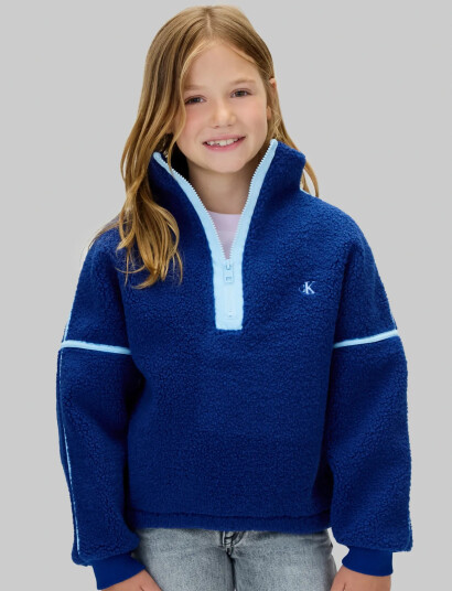 Calvin Klein Teddy Half Zip Sweatshirt Blue 128