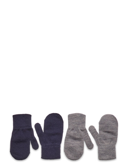 Melton Comfy Mittens 2-Pack - Navy - 0-1Y