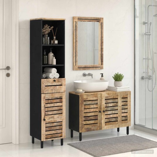 vidaXL Baderomsskapsett 3 stk. Naturlig 38 x 33 x 160 cm