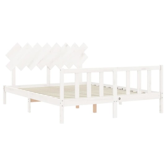 vidaXL Sengeramme med hodegavl hvit 160x200 cm heltre
