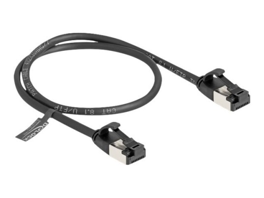 Delock Nettverkskabel Rj-45 Hann Til Rj-45 Hann 50 Cm U/Ftp Cat 8.1 Formstøpt Uten Hindringer Svart