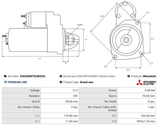 AS PL S5639MITSUBISHI Starter