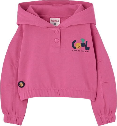 Boboli Fleece With Hood Sweatshirt For Girl Bci Pink 86