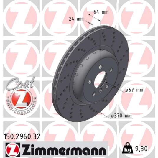 Bremseskive ZIMMERMANN 150.2960.32