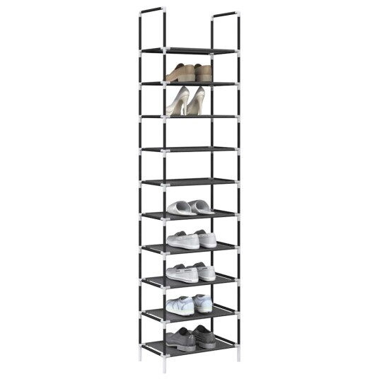 Skostativ 10-lags svart 44x28x180 cm ikke-vevd stoff 8721158510167 Skostativ 10-lags svart 44x28x180 cm ikke-vevd stoff 8721158510167