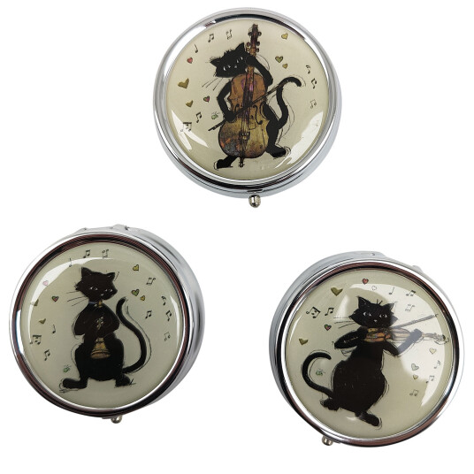Pilleboks Musical Cats Round Metal