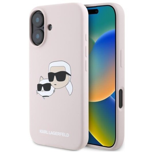 Karl Lagerfeld Liquid Silicone Double Heads Magsafe Case For Iphone 16 Rožine